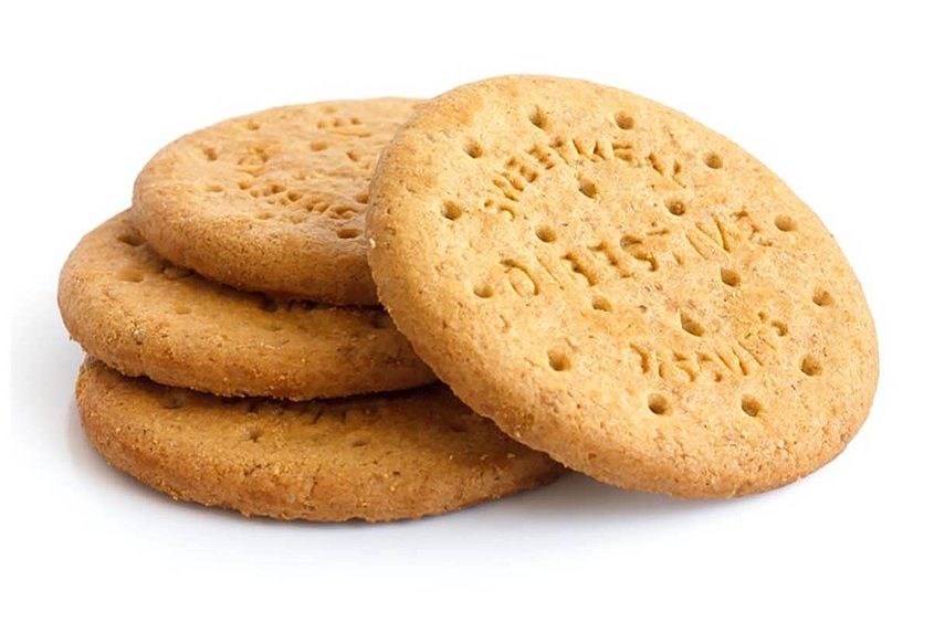 Sistemas de envasado para galletas Cuatro galletas apiladas una encima de otra.