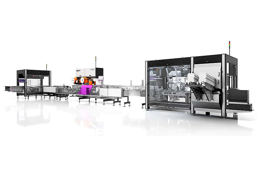 side view of horizontal flow wrap machine FHW-S from LoeschPack