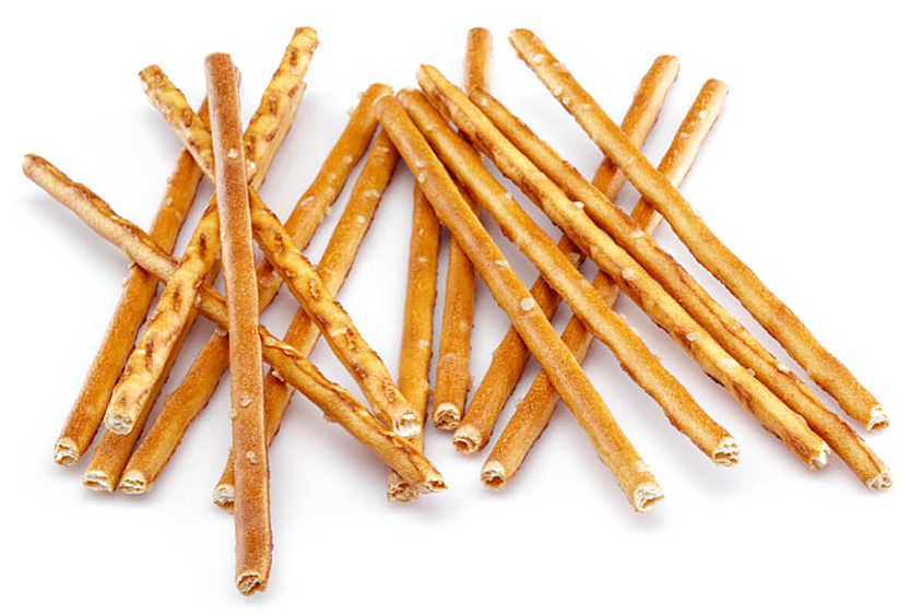 Sticks like salt sticks without packaging lying on top of each other 
